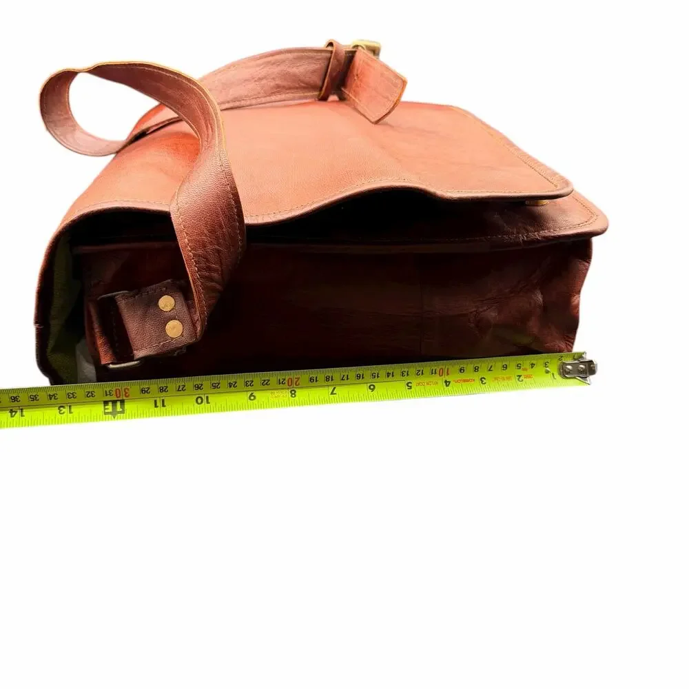 Handmade Brown Leather Messenger Bag Laptop Crossbody Satchel